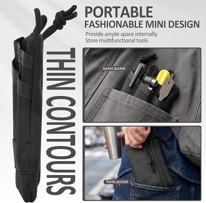 EDC Pouch Organizer, Compact Pocket Wallet with Lanyard for Men, Utility Tool Pouch for Multitool, Flashlight, Pen, Notebook, Rugged 900D Nylon