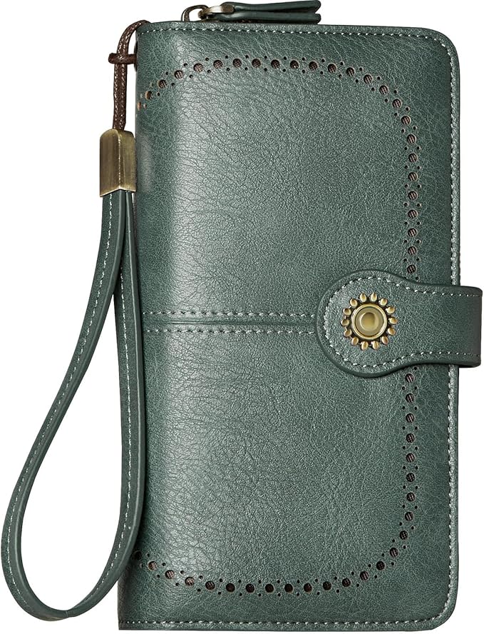 TFKGS Wallet for Women RFID Blocking Leather Large Capacity Card Holder Ladies Phone Clutch Travel Long Purse Wristlet | RFID Blocking, Leather, Large Capacity, Ladies, Travel