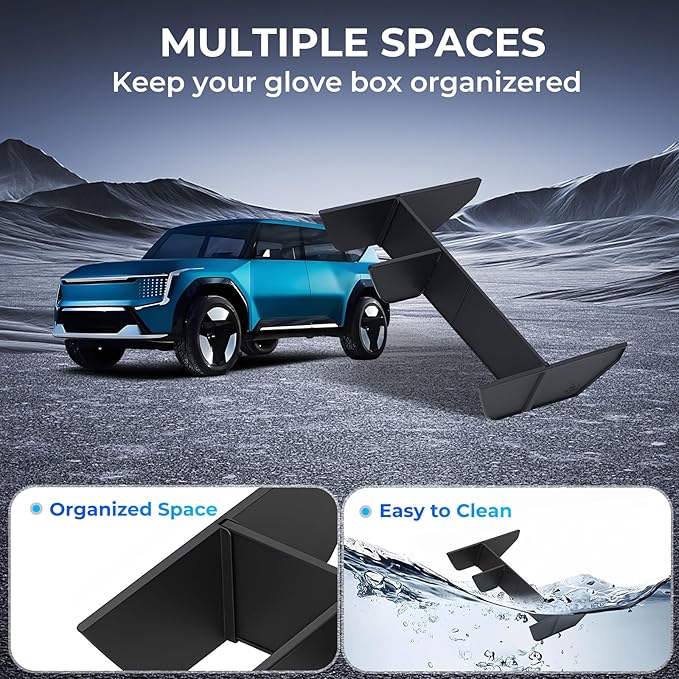 Glove Box Organizer for KIA EV9 2025 2024 (Not for 2026+), Interior Accessories Glove Box Compartment Insert Storage Dividers for 2024-2025 EV9, Black