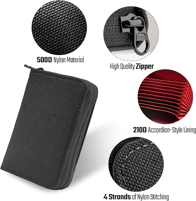 TACTICAL_GEEK PC1 EDC Durable 11-Slot Nylon Card Holder for Credit Cards, Lightweight Zippered Minimalist Wallet for Men and Women, Ideal for Work Travel, with Coin Pouch, Ultra-light and Waterproof,