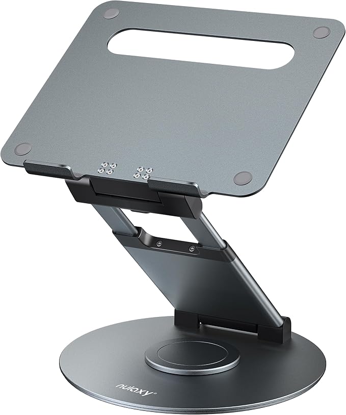 Nulaxy Telescopic 360 Rotating Laptop Stand for Desk Adjustable Height Swivel Pull Out Design Ergonomic Laptop Riser Standing Desk Converter Fits All 10-17" Laptops Computer MacBook, Gray