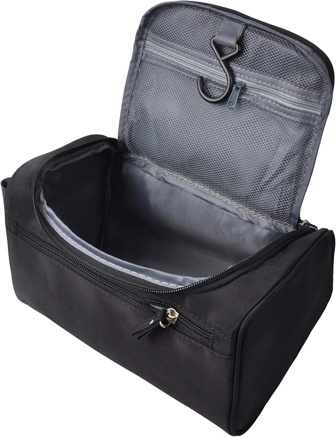Vercord Mens Toiletry Bag Wash Travel Small Shaving Dop Kit Shower Bathroom Ditty Hygiene Bag Black