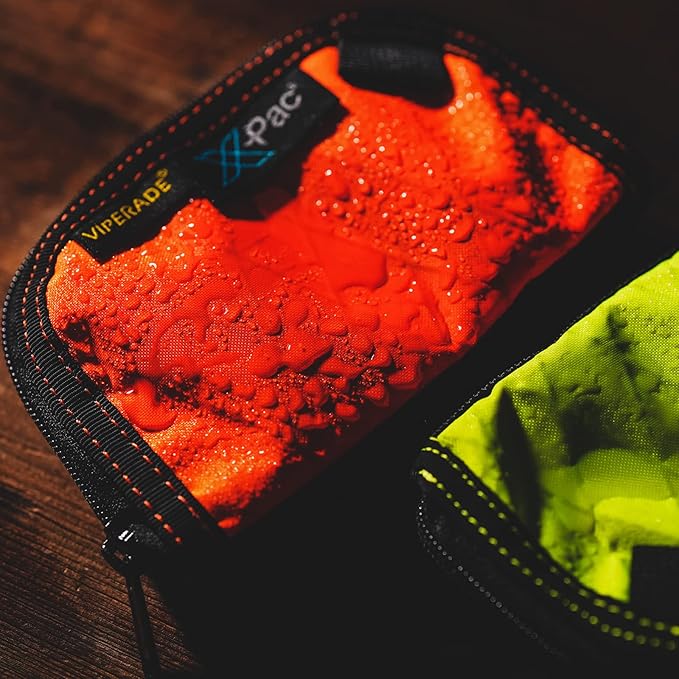 VIPERADE VE10 EDC Pouch Small Pocket Tool Pouch with 10 Compartments, Men's Pocket Organizer for Multitools, EDC Organizer with Patches Area for DIY (X-pac Orange)
