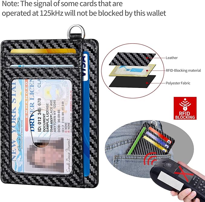EcoVision Slim Minimalist Front Pocket Wallet, RFID Blocking Credit Card Holder Wallet with Detachable D-Shackle for Men Women