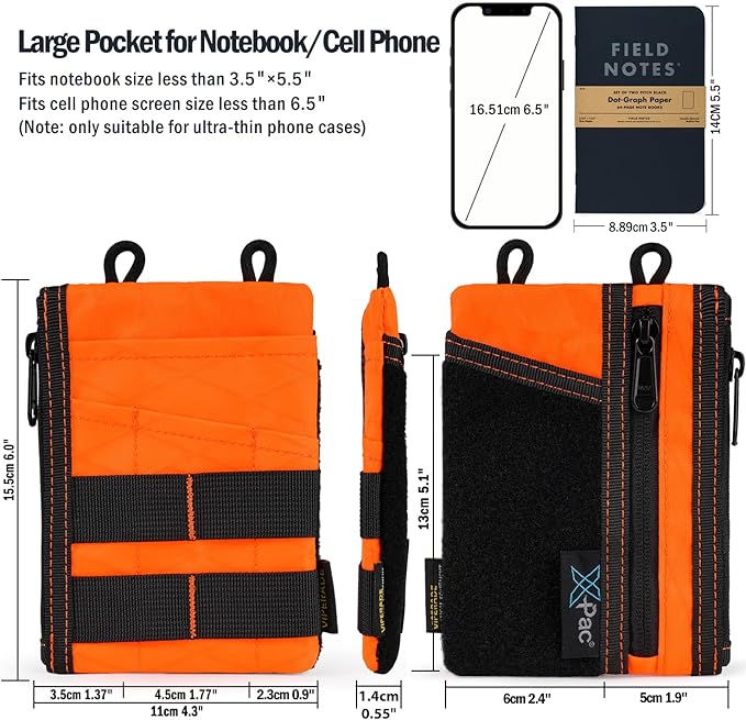 VIPERADE VE16 X-pac Pocket Organizer, EDC Pouch for Men, 7 Pockets EDC Pocket Organizer EDC Pouch for Everyday Carry, Multitool Pocket Pouch Wallet, Pocket Pouch for Men