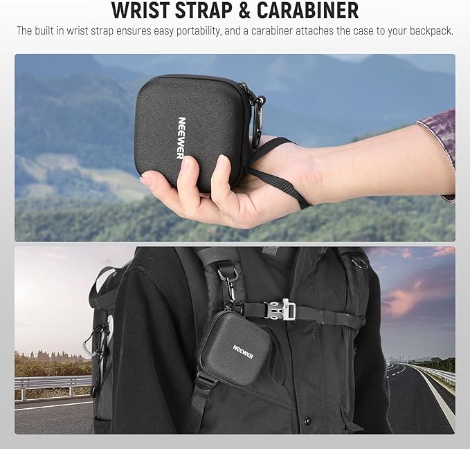 Neewer Storage Bag for 9 x 9 cm Filter, Shockproof Dustproof Waterproof Carrying Bag with Expandable Dividers, Wrist Strap and Carabiner for 3 Circular Filters 62 mm, PB11