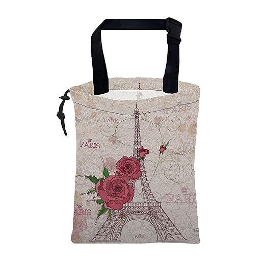 Car Trash Bag Pink Eiffel Tower and Roses Leak-Proof Waterproof Car Garbage Bag with Drawstring Foldable Canvas Trash Bin with Adjustable Buckle for Car Accessories, Travelling, Camping