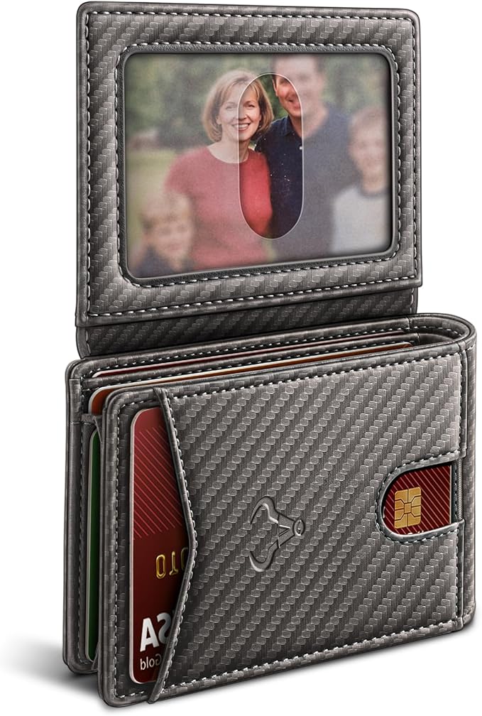 BULLIANT Men Wallet, Slim Leather Wallet Front Pocket Card Holder Gift For Men 11 Slots RFID Blocking