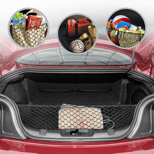 Envelope Style Automotive Elastic Trunk Cargo Net for Ford Mustang 2015-2025 - Premium Trunk Organizer and Storage - Luggage Net for Coupe - Car Organizer for Ford Mustang 2015-2025