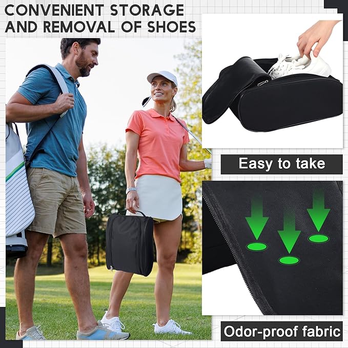 2 Pcs Smell Proof Shoe Bags for Travel Cleat Bags for Sports Double Layer Cleat Bag Foldable Waterproof Travel Organizer with Handle Zipper Golf Soccer Pouch for Multiple Shoes