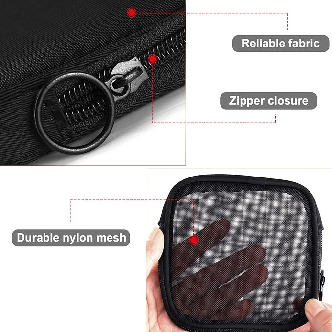 Weewooday 4 Pcs Mesh Makeup Bag Mesh Cosmetic Bag Travel Toiletry Pouch with Zipper Mini Makeup Cosmetic Purse for Daily Accessory(Small,Black)