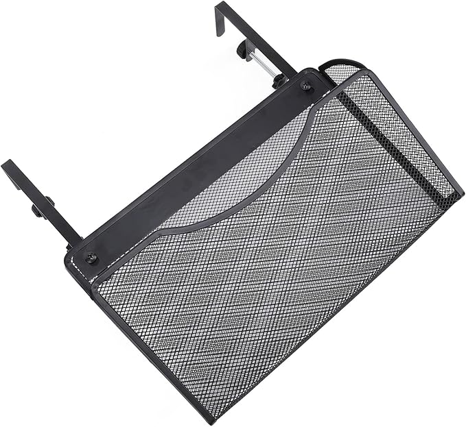 Asixxsix Under Desk Drawer, Desk Side Storage, Hanging Desk Organizer, Clamp On Desk Organizer, Mesh Metal Desk Drawer, Side Desk Organizer for Office and Home (Black)
