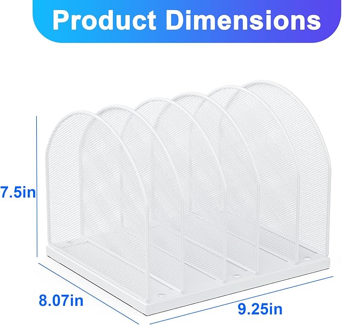 gianotter Desktop File Organizer, Desk Organizer with 5 Compartments, Paper Organizer for Desk, Workspace Organizers for Office Supplies (White, Upright Style)