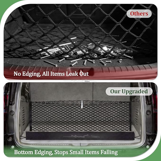 3-Layer Cargo Net for Toyota 4Runner(2Row) 2010-2024, Zipper Bag Trunk Net for SUV, Heavy Duty Oxford Cargo Organizer Storage Nets with Carabiners