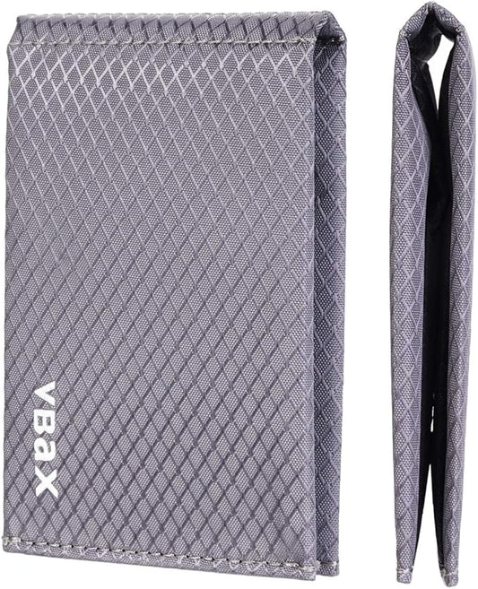 Minimalist RFID Blocking Slim Wallet for Men – Waterproof Microfiber Front Pocket Bifold Card Holder – Holds 10 Cards & Cash, Carbon Grey Edition