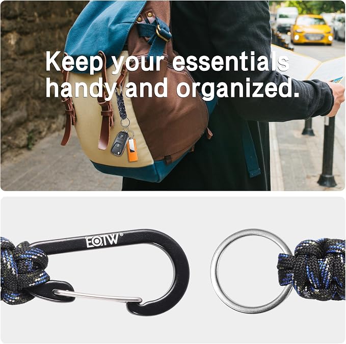 EOTW Carabiner Keychain,Paracord Keychain Small Aluminum Clip D Ring for Camping, Hiking, Fishing, Or As A Key Organizer