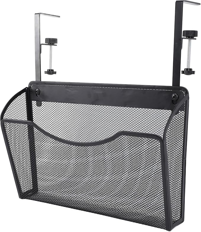 Asixxsix Under Desk Drawer, Desk Side Storage, Hanging Desk Organizer, Clamp On Desk Organizer, Mesh Metal Desk Drawer, Side Desk Organizer for Office and Home (Black)