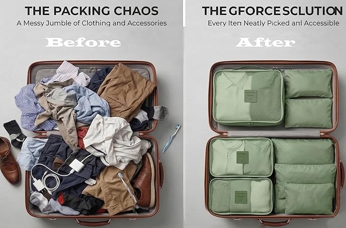 G-FORCE 6-Piece Packing Cube Set | Travel Organizers for Luggage | Suitcase Packing Organizers | Travel Accessories for Carry-On | 100% Polyester