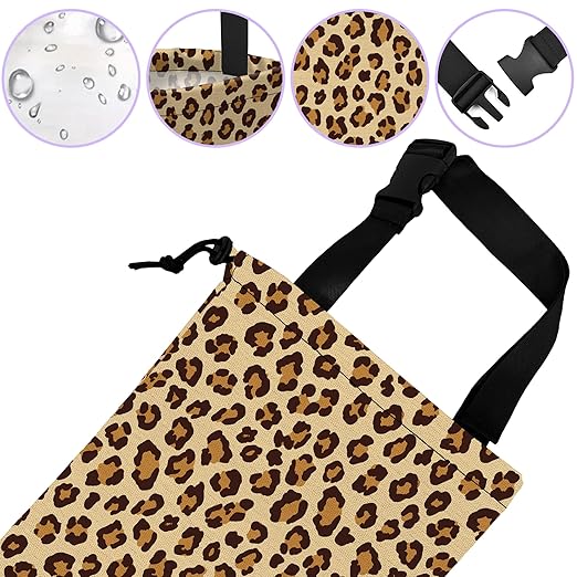 Car Trash Bag Hanging Brown Leopard Print Car Trash Can for Back Seat Waterproof Car Garbage Can with Adjustable Straps and Drawstring for Car Accessories Vehicle Travelling Camping