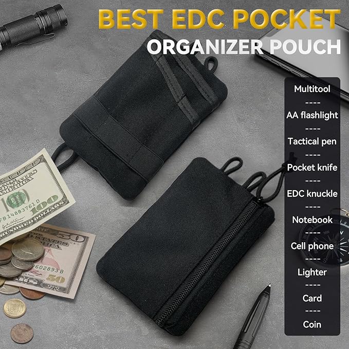 Platy Pocket Organizer, Durable EDC Tool Pouch for Men, Neck Wallet with Paracord Lanyard, Holds Flashlight, Multitool, Pen, Notebook