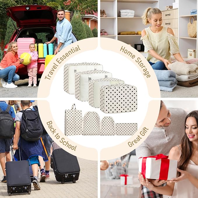 Packing Cubes for Travel - 8 Set Luggage Organizer Bags for Family, Mesh Breathable Packing Cubes for Suitcases Durable Travel Essentials Bags Set