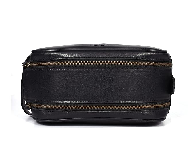 10" Premium Leather Toiletry Travel Pouch With Waterproof Lining | King-Size Handcrafted Vintage Dopp Kit By Aaron Leather Goods (Carob)