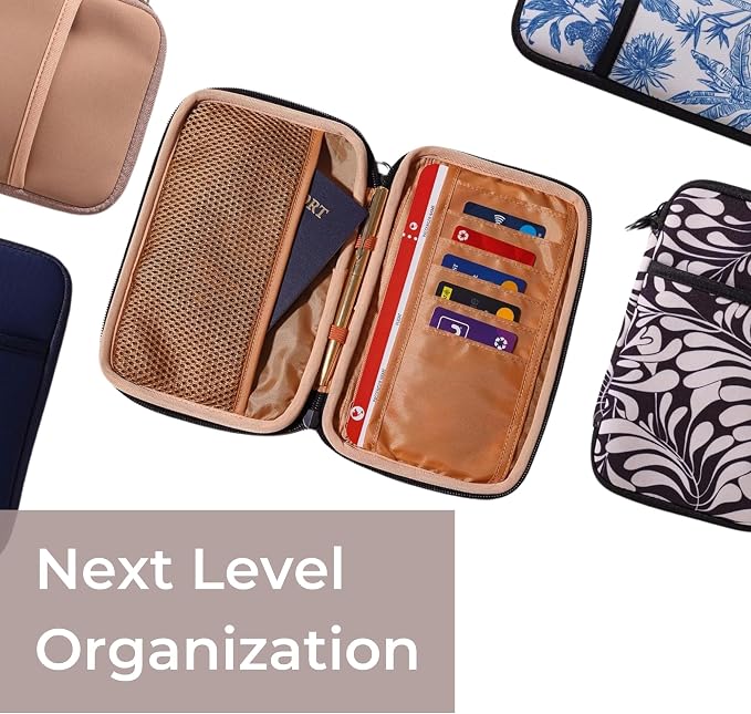 POPUPS Passport Travel Wallet for Women - Large Multiple Document Organizer and Holder with Wristlet - Serengeti