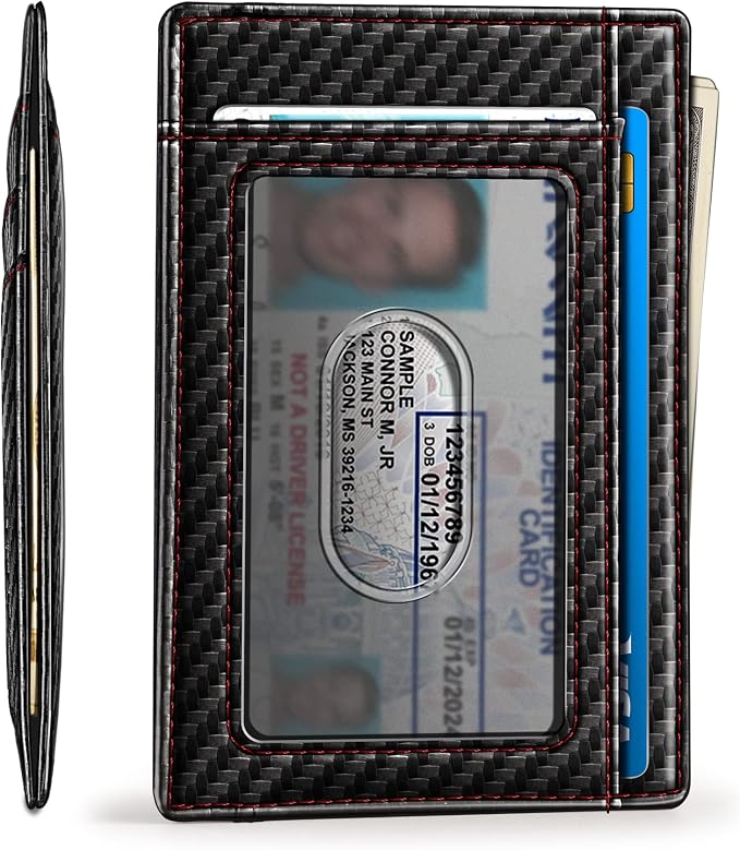 BULLIANT Slim Wallet, Skinny Minimal Thin Front Pocket Wallet Card Holder For Men 7Cards 3.15"x4.5",Gift-Boxed