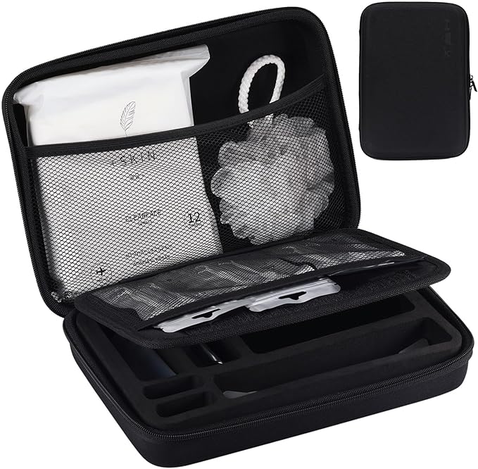 +skin Travel Compact Modern Minimalist Toiletry Bag Hard Shell Case-Waterproof Gym, Bathroom Accessories, Cosmetic, Makeu, Shaving Kit Organizer for Men & Women (Traveler, Black, Compact)