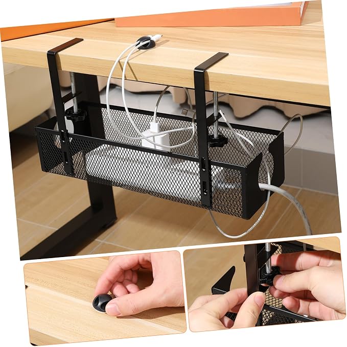 Veemoon Under Desk Cable Organizer Tray Capacity Metal Wire Storage for Home Installation Sturdy Design for Tidy Cord Management and Organization