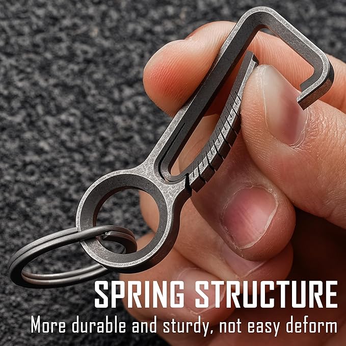 KeyUnity KM01 Titanium EDC Keychain Clip with Bottle Opener, Quick Release Carabiner Key Ring Holder for Men