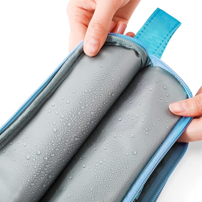 Kids Toiletry Bag for Girls, Travel Toiletry Bag for Teen Girls Cosmetic Bag Makeup Bag Waterproof Hanging Wash Bag Toiletries, Tie Dye Blue
