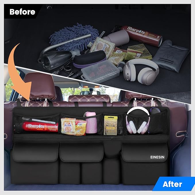 Einesin Car Organizer, Car Organizers and Storage with 9 Pockets, SUV Trunk Organizer for SUV/MPV/Truck, Car Essentials (41 * 20in)