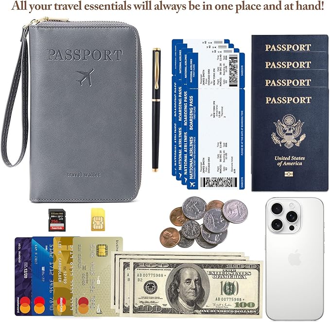 Family Passport Holder for Travel Women and Men RFID Passport Holder with Card Slots Holder Passport Case Passport cover Passport Wallet Travel Essentials and Accessories