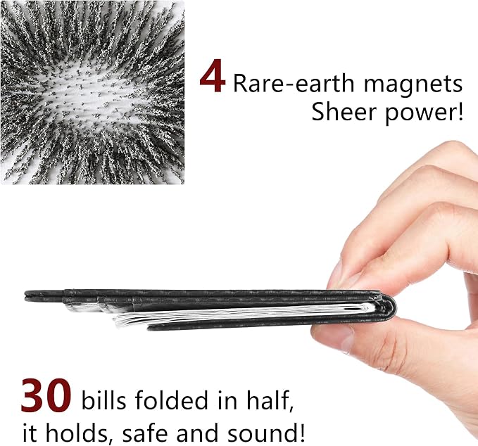 Toughergun Slim Wallet for Men RFID Blocking Money Clip, Minimalist Front Pocket Credit Card Holder, Magnetic Thin Mens Wallets with ID Window
