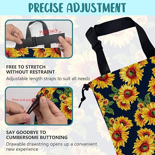 Car Trash Bag Abstract Yellow Sunflowers Hanging Drawstring Car Organizer and Storage Bag with Adjustable Buckle Canvas Garbage Bin for Back Seat or Hanging Headrest Car Decor Road Trip Essentials