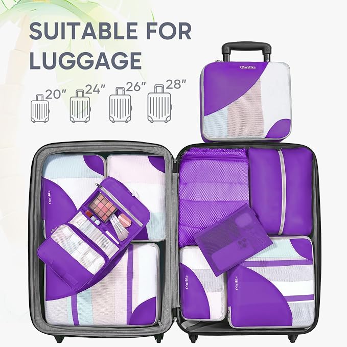 OlarHike 10 Set Packing Cubes for Travel, Gifts for Women Mom,Anti-Tearing Suitcase Organizer with Over 1000 pcs Mesh Holes,Vacation Essentials & Accessories for Cruise Ship
