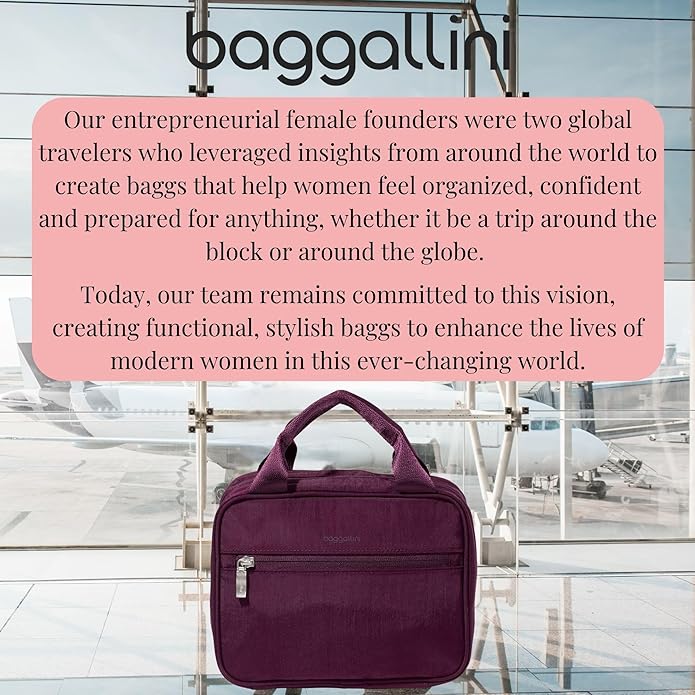 Baggallini Hanging Travel Toiletry Kit - Lightweight 6x10 Inch Makeup Bag