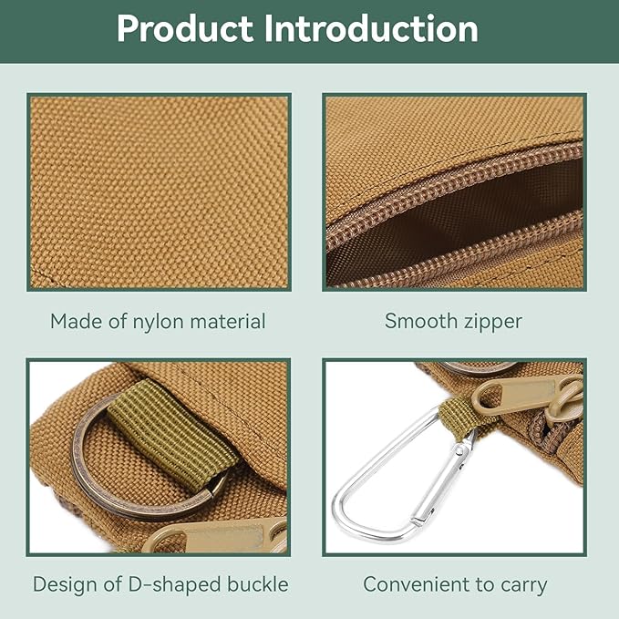 HERCHR Mini Size EDC Utility Pouch Bags First Aid Pouch Organizer Storage Pouch Waist Pack with Carabiner