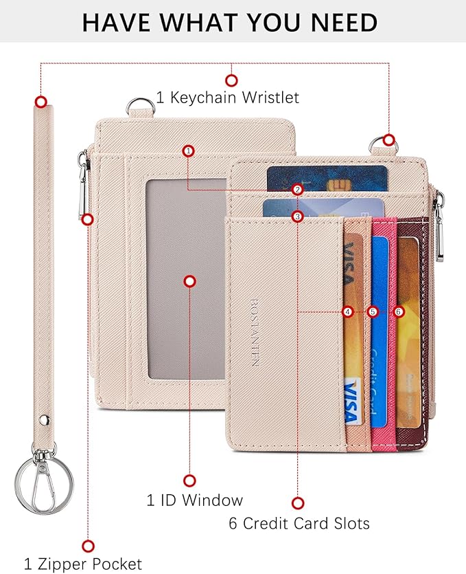 BOSTANTEN Small Wallet For Women RFID Leather Credit Card Holder Slim Wristlet Keychain Wallet With Zipper Pocket
