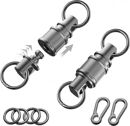 Quick Release Keychain with Detachable Key Rings-Heavy Duty Retractable Key Chain Clip for Men&Wome
