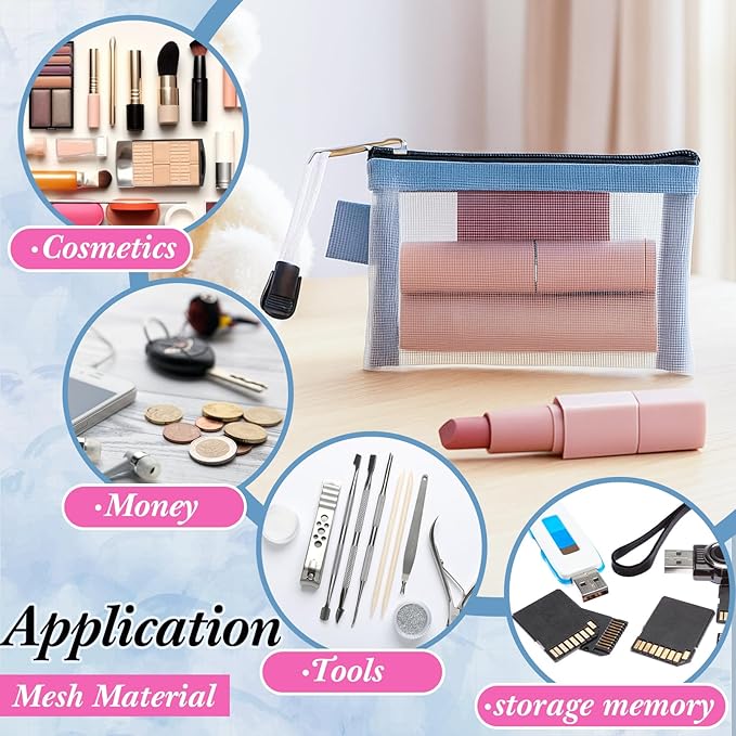 6 Pack Mesh Small Coin Purse Mini Change Purse Coin Pouch Cash Wallet for Men Women Credit Card Lipstick(Stylish Color)