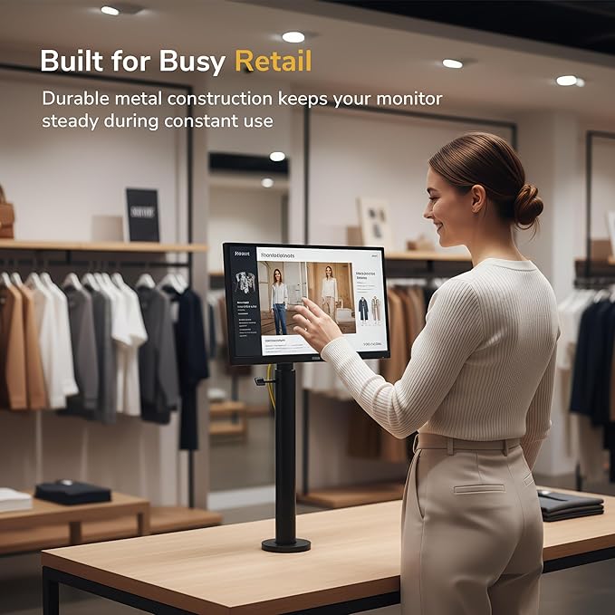 Mount-It! POS Monitor Mount for Retail Checkout & Reception Counters - Extra Tall Height Adjustable Pole with Secure Bolt-Down Base, VESA 75x75 & 100x100 Compatible - Fits 13??2??Monitors, 33 lbs