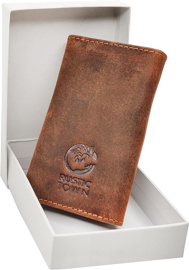 RUSTIC TOWN Leather Key Holder - Smart Fob Car Key Loop Wallet Slim Keychain Pouch - Practical Key Organizer for Men & Women