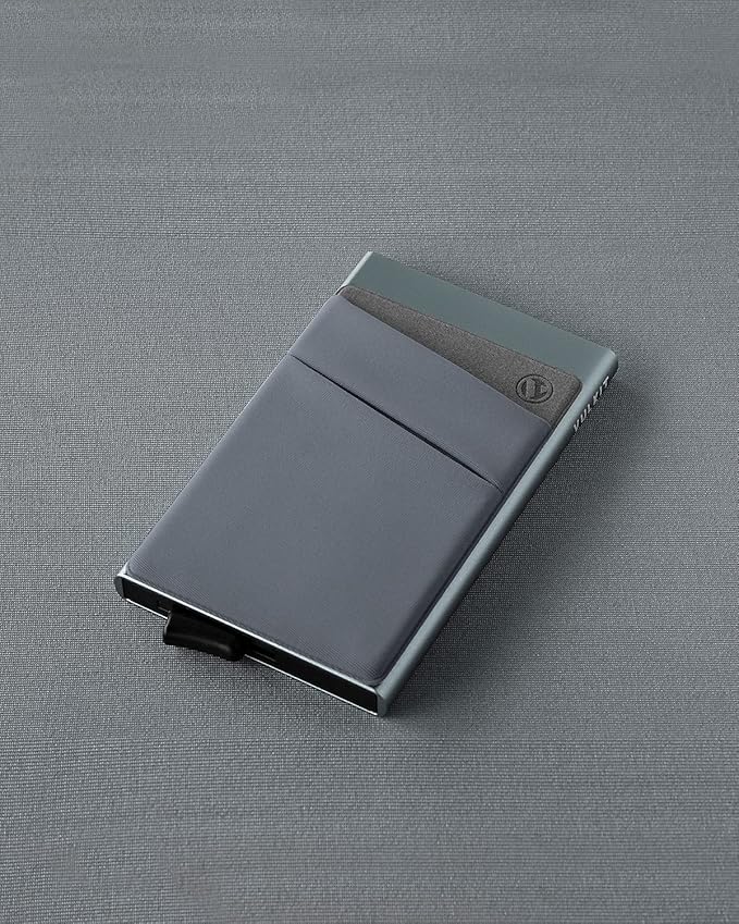 VULKIT Card Holder with Money Pocket Pop Up Wallet RFID Blocking Slim Metal Bank Card Case Holds 5 Cards and Notes