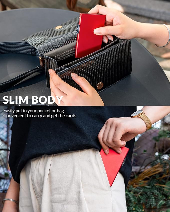 VULKIT Minimalist Credit Card Holder Pop Up Cards RFID Protection Slim Metal Wallet