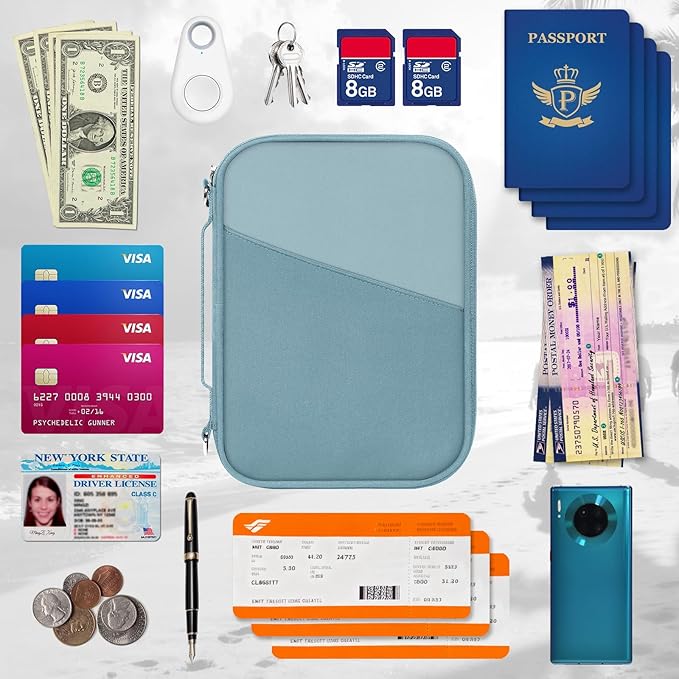 EcoVision Family Passport Holder for Travel with RFID Blocking, Traveling Essentials Organizer Pouch Bag, Light Passport Wallet for Travel Must Haves Accessories for Women Men