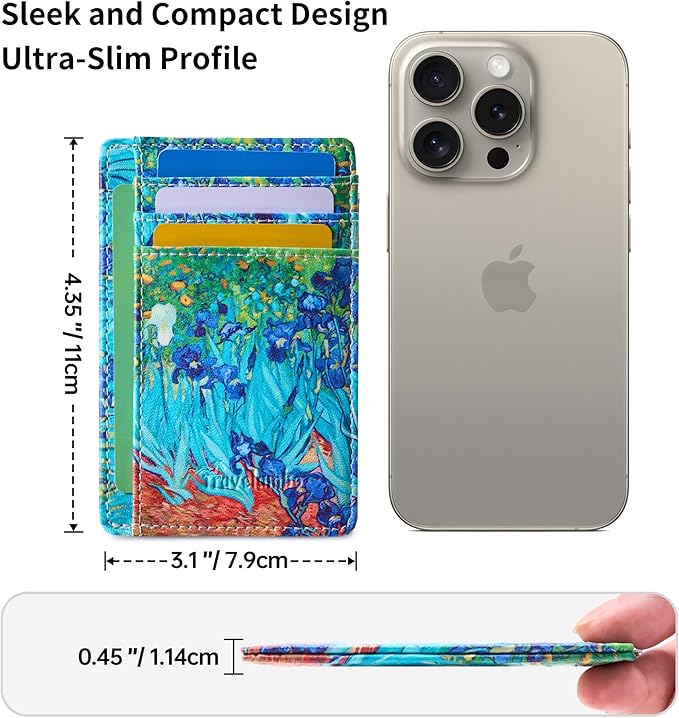 Travelambo Front Pocket Minimalist Leather Slim Wallet RFID Blocking Medium Size