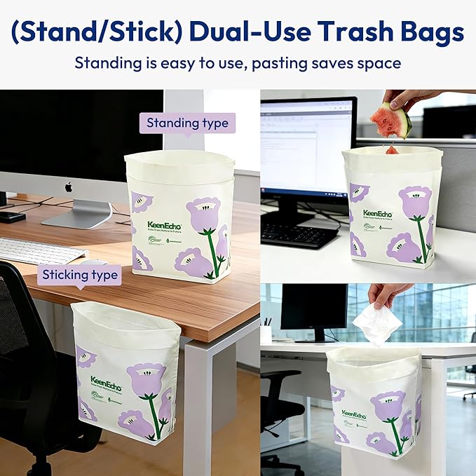 Disposable Car Garbage Bin Bags, Vomit Trash Bags made with Recycled HDPE for Boat, Plane, Travel, Camping, Bedroom, Study Room, Office and Car, 20 pcs,Purple