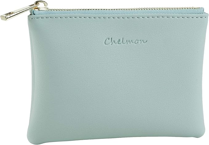 Chelmon Vegan Leather Coin Purse Pouch Change Purse With Zipper For Men Women